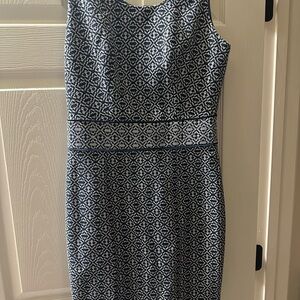 Navy and White Patterned Dress